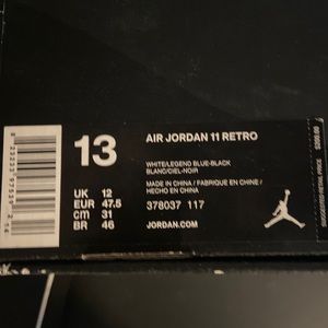 Jordan 11 legend blue size 13